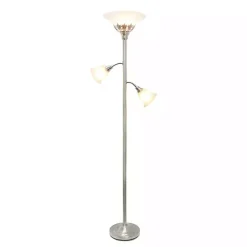 Hot Kirklands Home Brushed Nickel 3-Scallop Glass Floor Lamp Gray