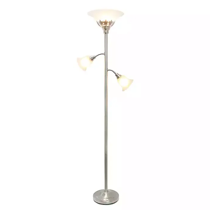 Hot Kirklands Home Brushed Nickel 3-Scallop Glass Floor Lamp Gray