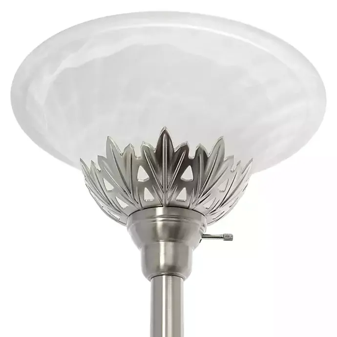 Hot Kirklands Home Brushed Nickel 3-Scallop Glass Floor Lamp Gray