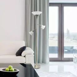 Hot Kirklands Home Brushed Nickel 3-Scallop Glass Floor Lamp Gray