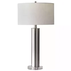 Best Kirklands Home Brushed Steel Cylinder Table Lamp White
