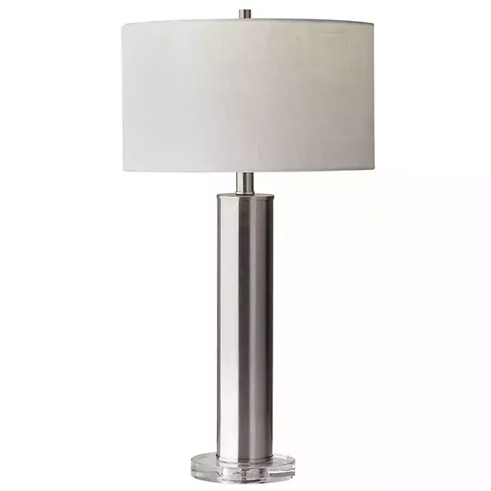 Best Kirklands Home Brushed Steel Cylinder Table Lamp White