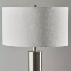 Best Kirklands Home Brushed Steel Cylinder Table Lamp White