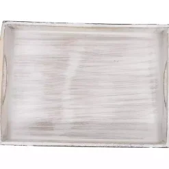 Best Kirklands Home Brushed Chevron Carved Trays, Set of 2 White