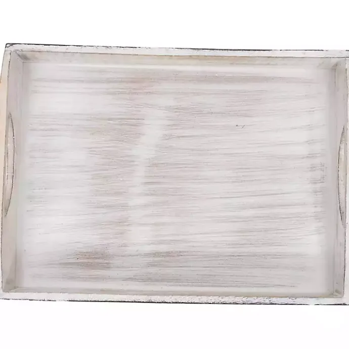 Best Kirklands Home Brushed Chevron Carved Trays, Set of 2 White