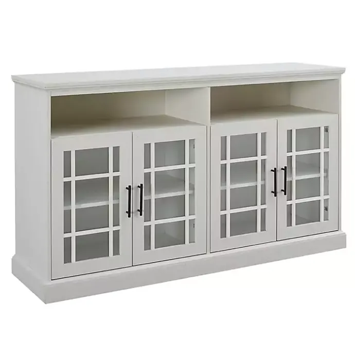 Clearance Kirklands Home Brushed Window Pane TV Stand White
