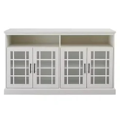 Clearance Kirklands Home Brushed Window Pane TV Stand White