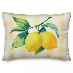New Kirklands Home Buffalo Check Lemon Outdoor Pillow Yellow
