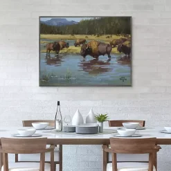 New Kirklands Home Buffalo Crossing Framed Canvas Art Print Multi