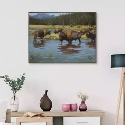 New Kirklands Home Buffalo Crossing Framed Canvas Art Print Multi