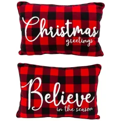Online Kirklands Home Buffalo Plaid Believe Christmas Pillows, Set of 2