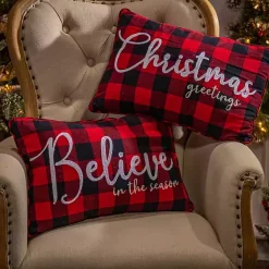 Online Kirklands Home Buffalo Plaid Believe Christmas Pillows, Set of 2