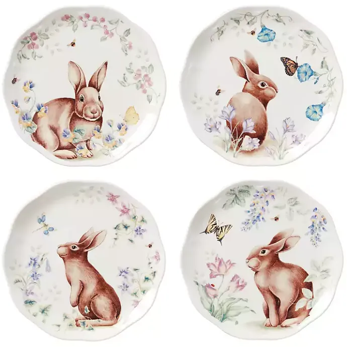 Best Kirklands Home Bunny Butterfly Appetizer Plates, Set of 4 Multi