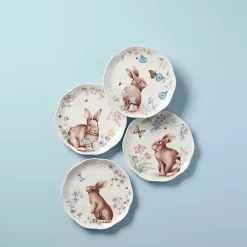 Best Kirklands Home Bunny Butterfly Appetizer Plates, Set of 4 Multi