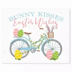 New Kirklands Home Bunny Kisses Easter Wishes Table Canvas Art Print White
