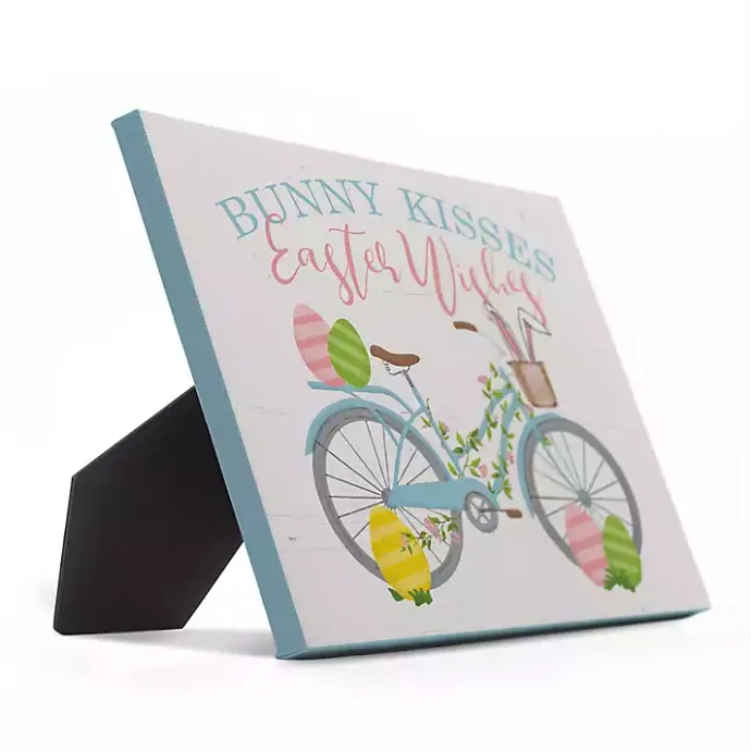 New Kirklands Home Bunny Kisses Easter Wishes Table Canvas Art Print White