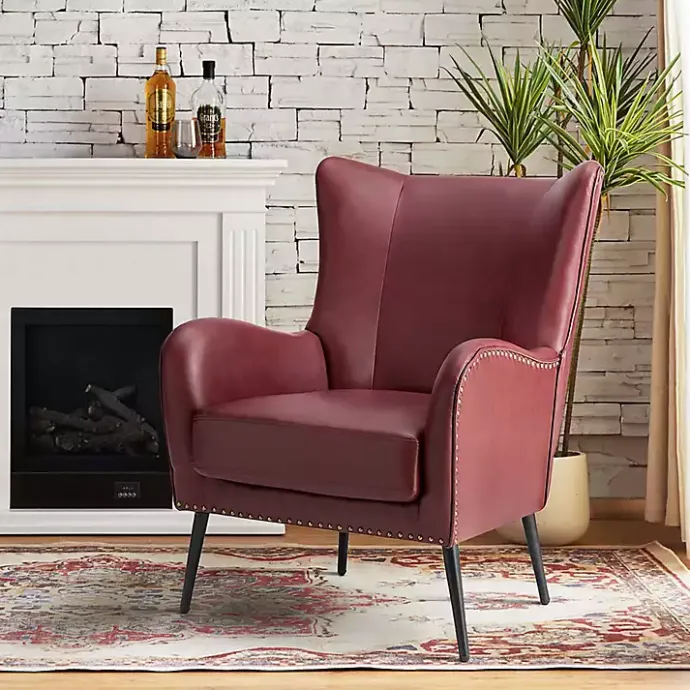 New Kirklands Home Burgundy Faux Leather Accent Chair Red