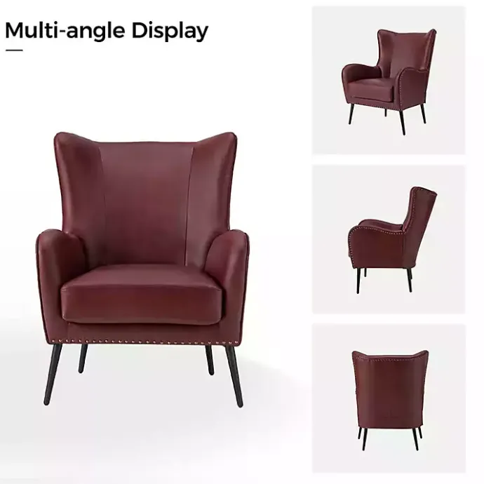 New Kirklands Home Burgundy Faux Leather Accent Chair Red