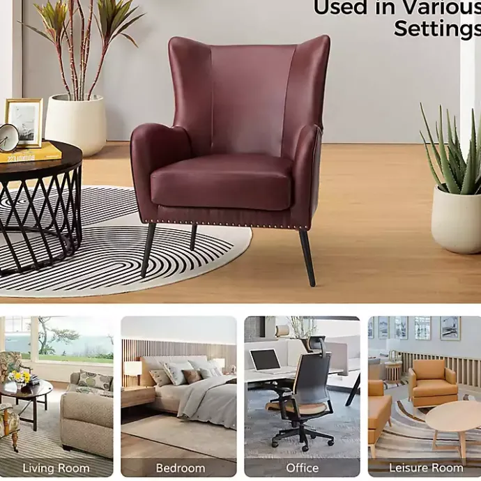 New Kirklands Home Burgundy Faux Leather Accent Chair Red