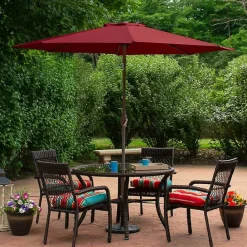 New Kirklands Home Burgundy Tilt Hand Crank Outdoor Umbrella