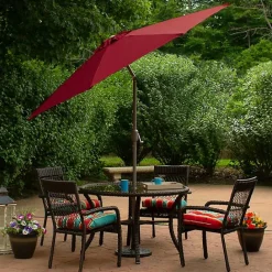 New Kirklands Home Burgundy Tilt Hand Crank Outdoor Umbrella