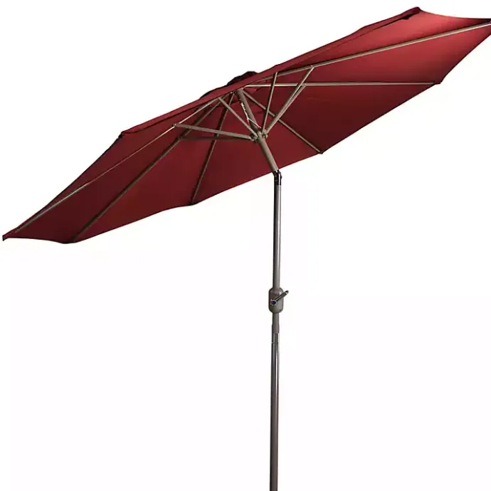 New Kirklands Home Burgundy Tilt Hand Crank Outdoor Umbrella