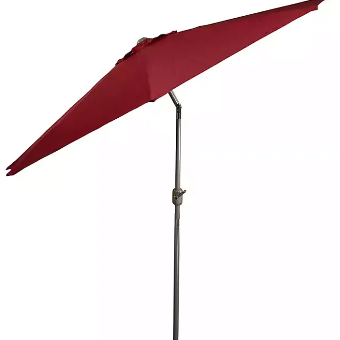 New Kirklands Home Burgundy Tilt Hand Crank Outdoor Umbrella