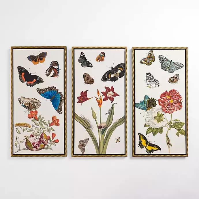 Online Kirklands Home Butterfly Swarm Framed Canvas Art Prints, Set of 3 Multi