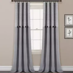 Clearance Kirklands Home Buttons and Stripes Curtain Panel Set, 84 in. Gray