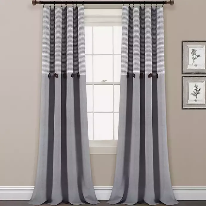 Clearance Kirklands Home Buttons and Stripes Curtain Panel Set, 84 in. Gray