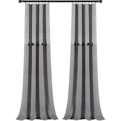 Clearance Kirklands Home Buttons and Stripes Curtain Panel Set, 84 in. Gray