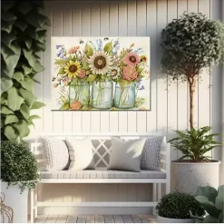 Best Kirklands Home Buzzing Bouquets Outdoor Canvas Art Print Multi