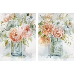 Kirklands Home Cabbage Roses I & II Canvas Art Prints, Set of 2