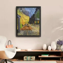 Kirklands Home Cafe Terrace at Night Framed Canvas Art Print