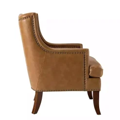 New Kirklands Home Camel Faux Leather Ophelia Accent Chair Tan
