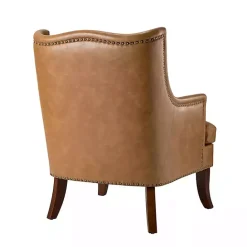 New Kirklands Home Camel Faux Leather Ophelia Accent Chair Tan