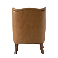 New Kirklands Home Camel Faux Leather Ophelia Accent Chair Tan