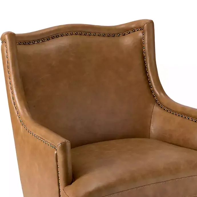 New Kirklands Home Camel Faux Leather Ophelia Accent Chair Tan