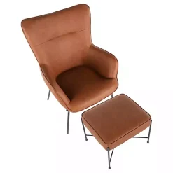 Sale Kirklands Home Camel Faux Leather 2-pc. Chair and Ottoman Set Brown