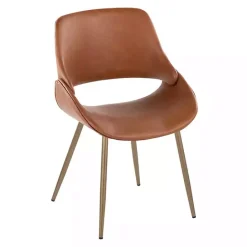 New Kirklands Home Camel Faux Leather Scooped Accent Chairs, Set of 2 Brown