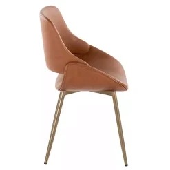 New Kirklands Home Camel Faux Leather Scooped Accent Chairs, Set of 2 Brown