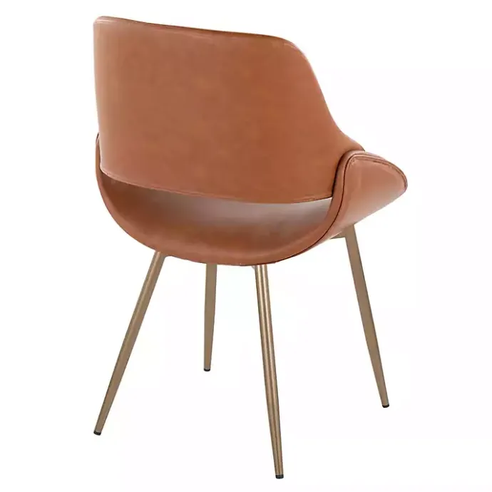 New Kirklands Home Camel Faux Leather Scooped Accent Chairs, Set of 2 Brown