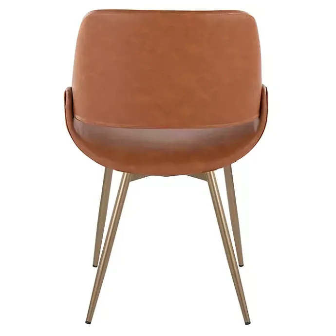 New Kirklands Home Camel Faux Leather Scooped Accent Chairs, Set of 2 Brown