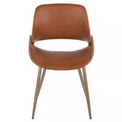 New Kirklands Home Camel Faux Leather Scooped Accent Chairs, Set of 2 Brown