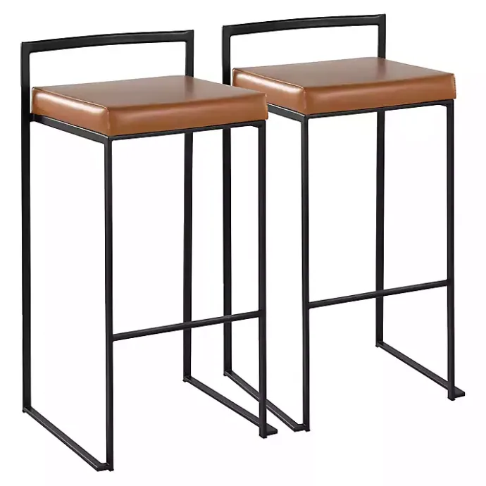 Best Kirklands Home Camel Faux Leather Stackable Bar Stools, Set of 2 Tan