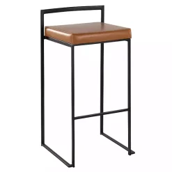 Best Kirklands Home Camel Faux Leather Stackable Bar Stools, Set of 2 Tan