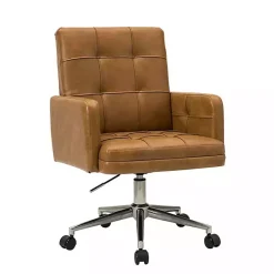 Hot Kirklands Home Camel Tufted Faux Leather Swivel Office Chair Tan