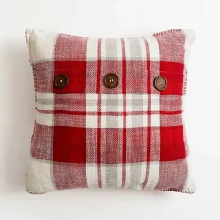 Online Kirklands Home Candy Cane Plaid Button Pillow