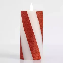 Discount Kirklands Home Candy Cane Stripe LED Pillar Candle, 7 in.