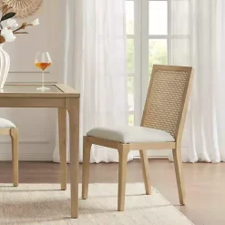 Best Kirklands Home Cane Back Upholstered Wood Dining Chairs, Set of 2 Tan